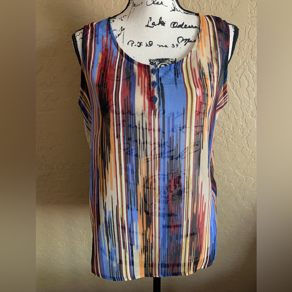 Liz Claiborne Striped Sheer Sleeveless Blouse